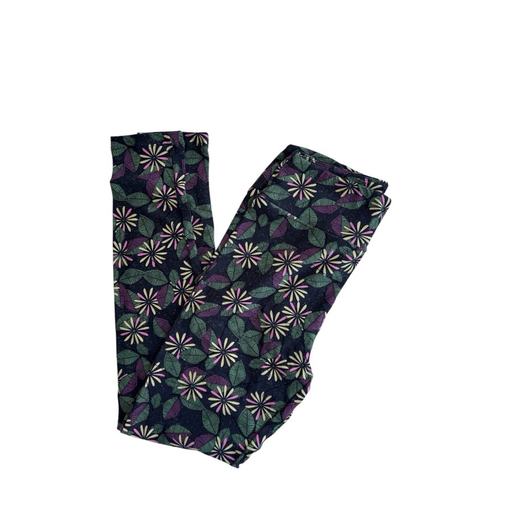 Brand new! LuLaRoe OS Floral Leggings on black background